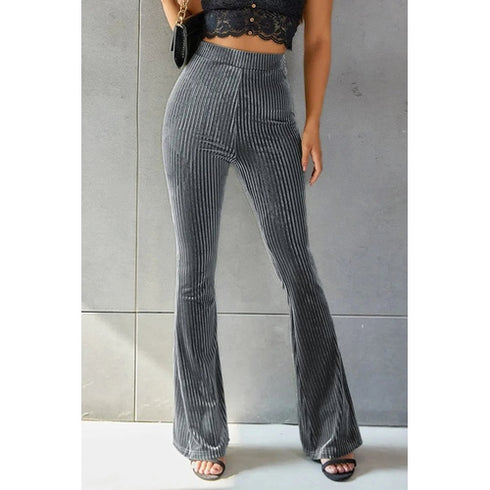 'Ruth' Ribbed High Waist Flare Pants - Celes Fashion